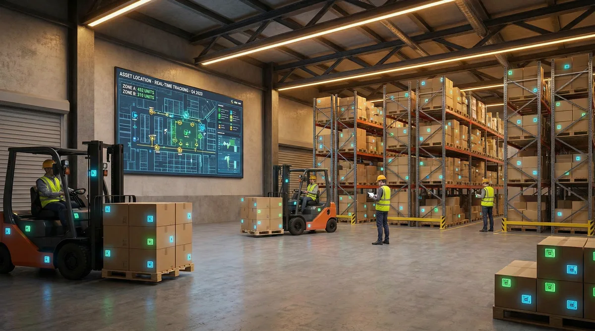 Rastreamento de ativos com RFID: visibilidade 24/7 e zero perdas