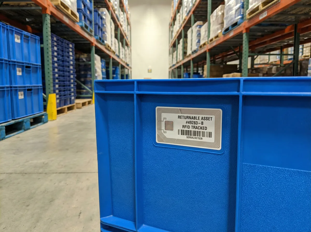 Caixa retornável com etiqueta RFID