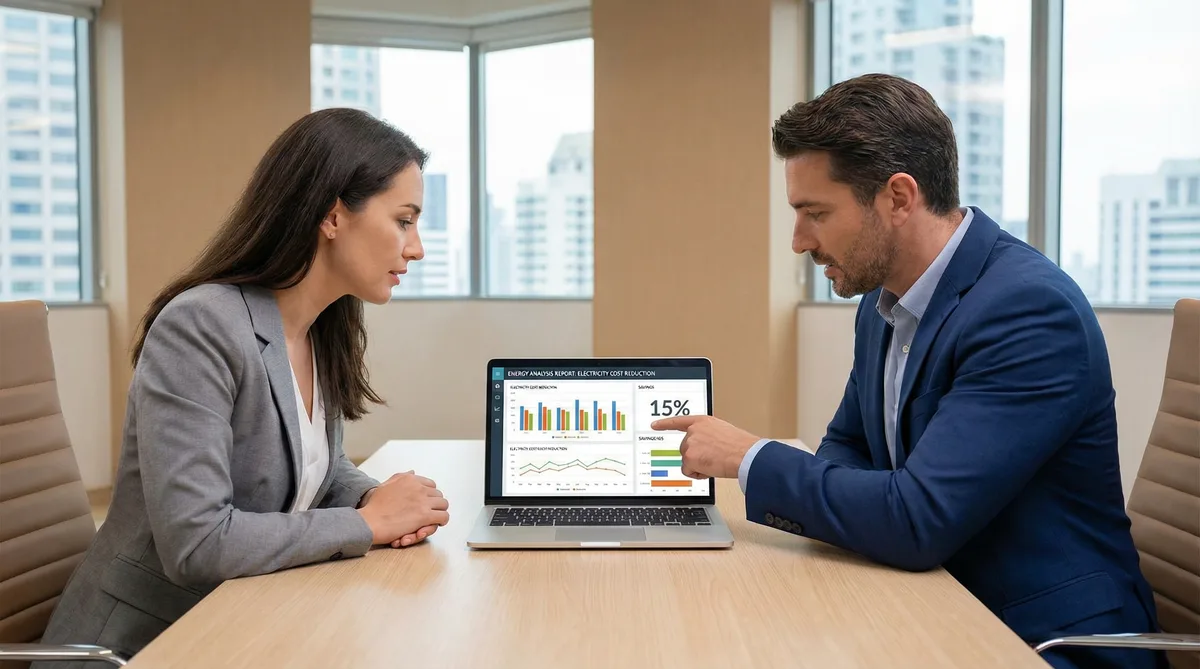Especialistas CPCON apresentando análise de energia