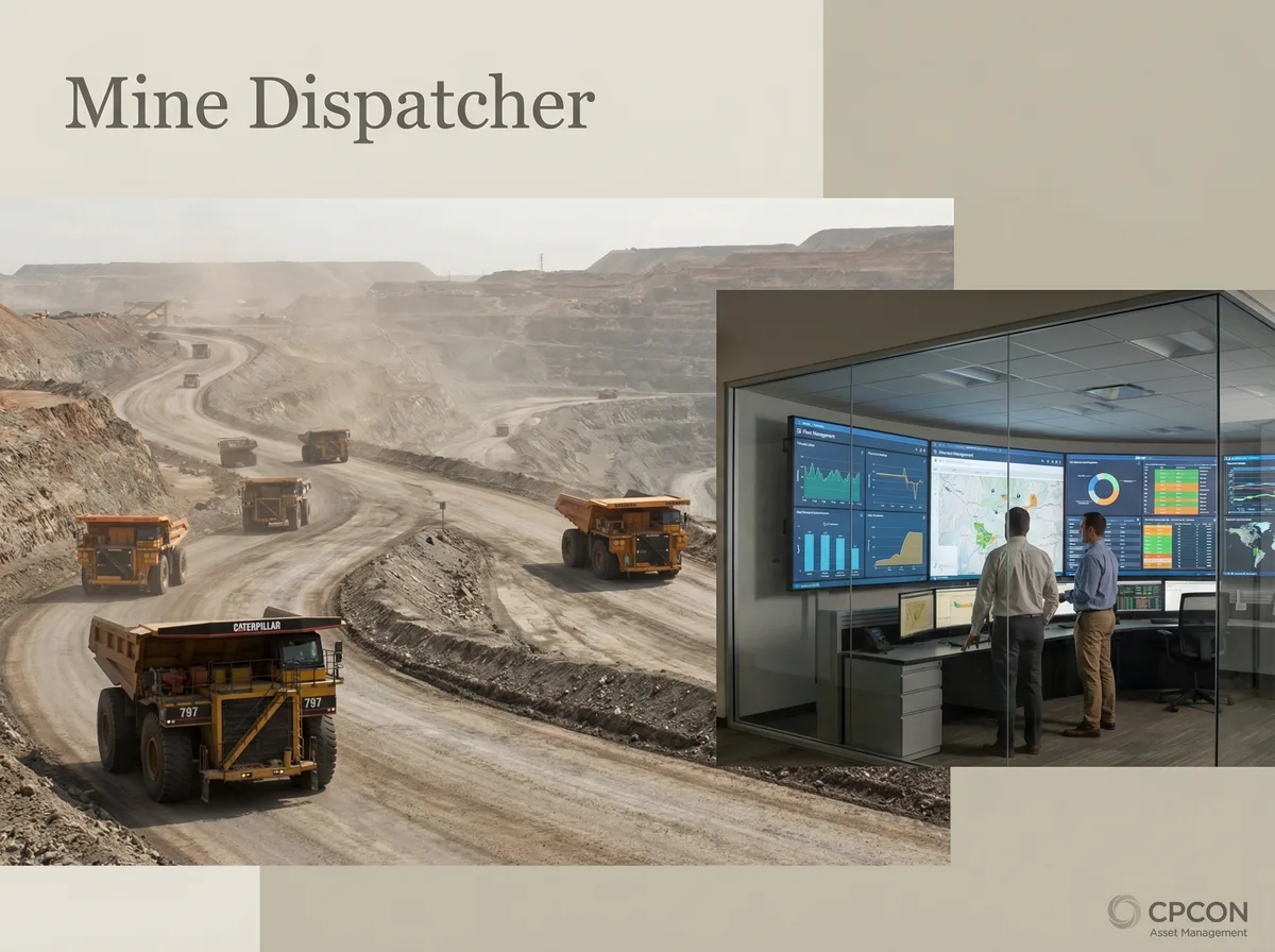 Frota de caminhões de mineração com controle de pneus