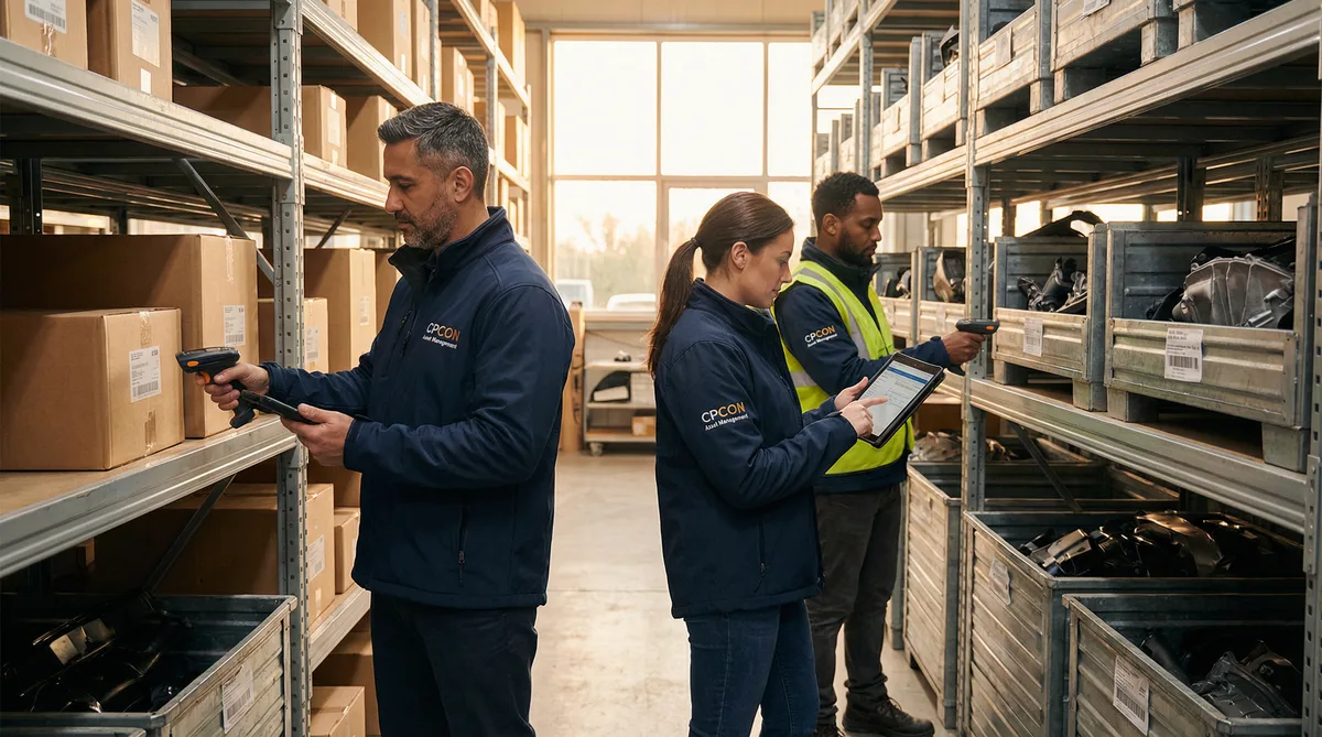 Inventário de peças automotivas em armazém