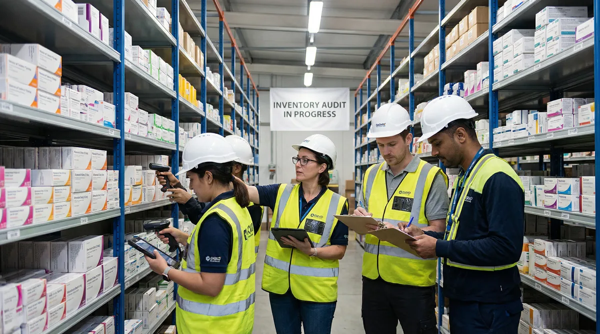 Auditoria de inventário em centro de distribuição farmacêutico