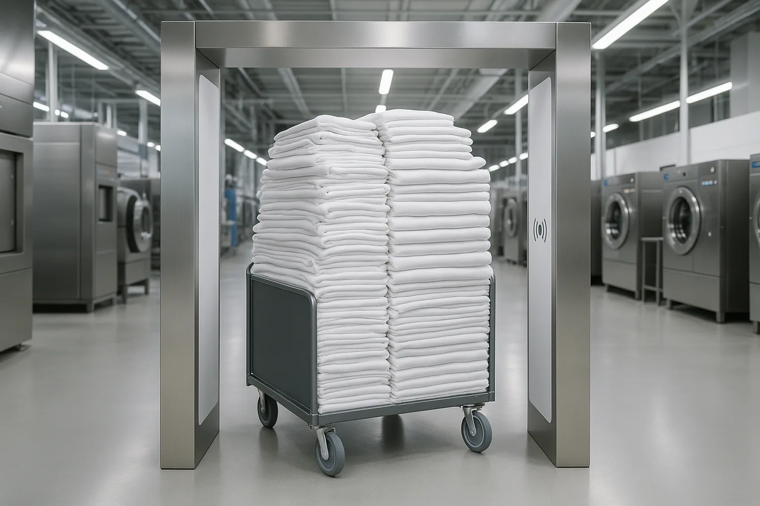 Lavanderia industrial com portal RFID